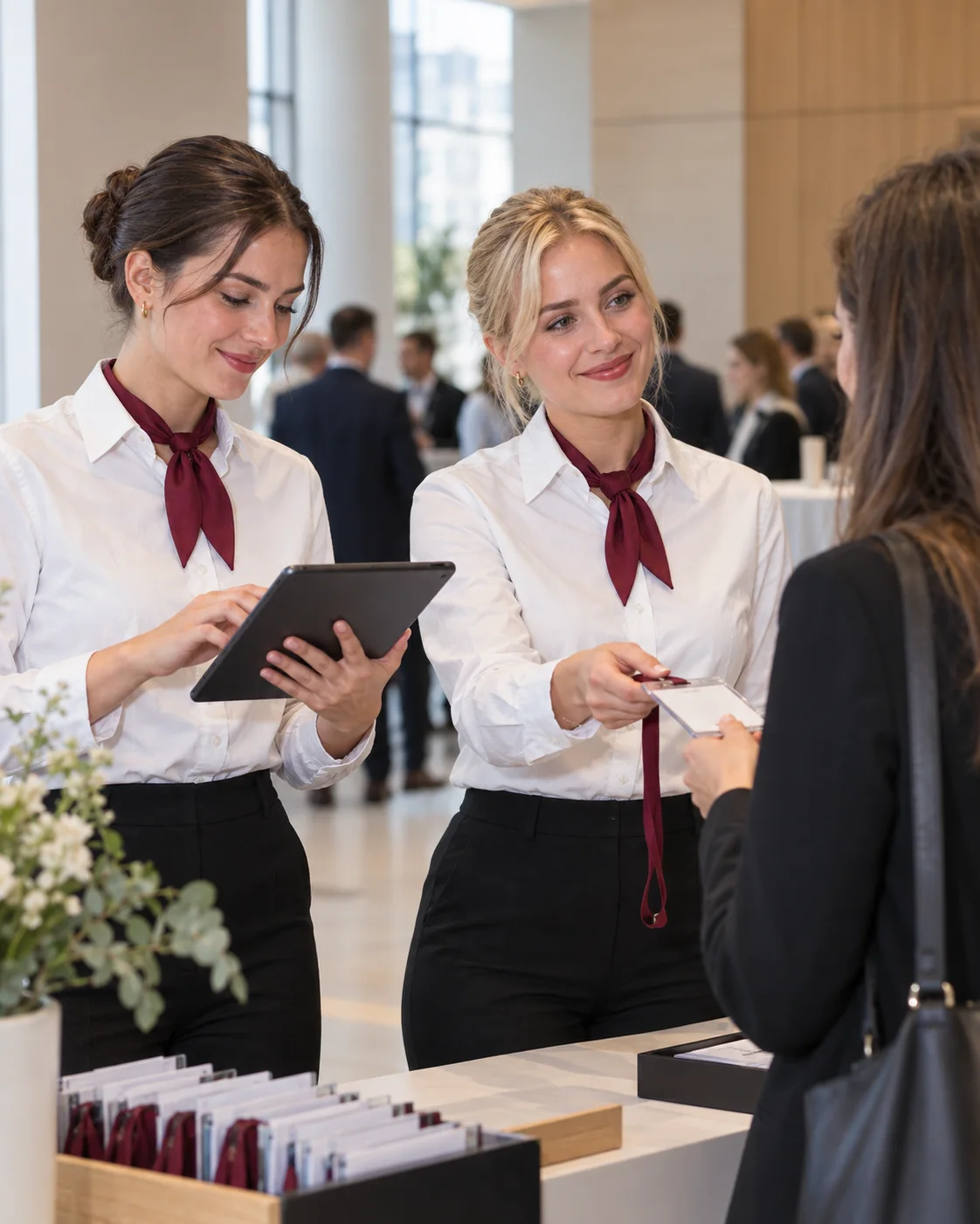 Ambassadors betreuen die Akkreditierung eines Gastes